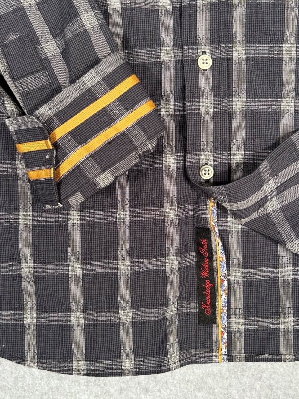 Robert Graham Men's 2XL Plaid Button Down Shirt Long Sleeve Charcoal Gray Black - Picture 6 of 7